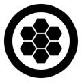 Hexagonal technology concept hexagon six items bee sota geometry six sided polygon icon in circle round black color vector