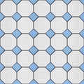 Hexagonal tile mosaic floor - Interior wall decor - decorative tiles - seamless background - white-blue coloring Royalty Free Stock Photo