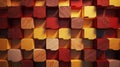 Hexagonal Tile Wallpaper With Wood Blocks In Cedar Red And Yellow Timber Royalty Free Stock Photo
