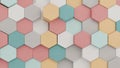 Hexagonal tiles arranged in a seamless pattern feature pastel c Royalty Free Stock Photo