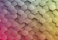 Hexagonal tiles create a 3D pattern with a gradient color scheme transitioning from Royalty Free Stock Photo