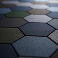 Hexagonal tiles form a textured surface presented in a close up view Royalty Free Stock Photo