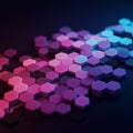 Hexagonal tiles in a gradient of pink, purple, and blue colors create a geometric patter Royalty Free Stock Photo