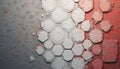Hexagonal Tiles Pattern Transitioning from Light Gray to Peach with Orange Specks Royalty Free Stock Photo