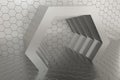Hexagonal tunnel space with hexagon cubes, 3d rendering Royalty Free Stock Photo