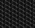 Hexagonal vector black embossed seamless pattern. Plastic hexagon grid dark background. Hexagon cell with hole endless texture.