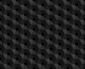 Hexagonal vector black embossed seamless pattern. Plastic hexagon grid dark background. Hexagon cell with hole endless texture.