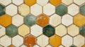 Hexagonal vintage tiles with rustic texture and warm earth tones Royalty Free Stock Photo