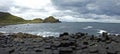 Hexagons in Giant's Causeway - panoramic view Royalty Free Stock Photo