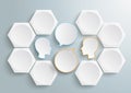 6 Hexagons 2 Heads Speech Infographic Royalty Free Stock Photo