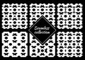 Hexagons, rhombuses, diamonds, lozenges, figures seamless patterns collection. Folk prints. Ethnic ornaments set