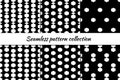 Hexagons, rhombuses diamonds lozenges seamless patterns collection. Folk prints. Ethnic ornaments set. Tribal wallpapers