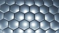 Hexagons silver geometric background, steel chrome honeycomb pattern