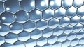 Hexagons silver geometric background, steel chrome honeycomb pattern