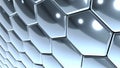 Hexagons silver geometric background, steel chrome honeycomb pattern