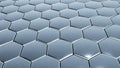 Hexagons silver geometric background, steel chrome honeycomb pattern