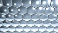 Hexagons silver geometric background, steel chrome honeycomb pattern