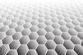 Hexagons tiled textured surface. Perspective view.
