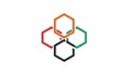 Hexagons on a white background. Each hexagon is outlined with a Royalty Free Stock Photo