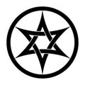 Hexagram with interlaced curved arcs, six pointed star in a circle frame Royalty Free Stock Photo
