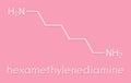 Hexamethylenediamine, nylon polyamide building block. Skeletal formula.