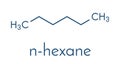 Hexane n-hexane alkane molecule. Skeletal formula.