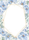 Hexangular frame on floral background hand drawn raster illustration