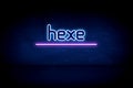 Hexe - blue neon announcement signboard Royalty Free Stock Photo