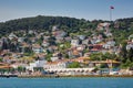 View of a island in the Sea of Marmara, embankment and white houses. Travel to Heybeliada