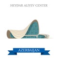 Heydar Aliyev Center Azerbaijan landmarks vector flat attraction