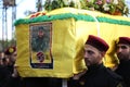 Hezbollah fighters in military clothes during Funeral of Hezbollah Royalty Free Stock Photo