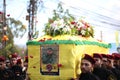 Hezbollah fighters in military clothes during Funeral of Hezbollah Royalty Free Stock Photo