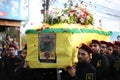 Hezbollah fighters in military clothes during Funeral of Hezbollah Royalty Free Stock Photo