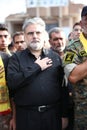 Hezbollah`s deputy in the Lebanese parliament `nawaf moussawi` During the funeral ceremony Royalty Free Stock Photo