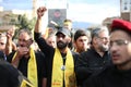 Hezbollah`s deputy in the Lebanese parliament `nawaf moussawi` During the funeral ceremony Royalty Free Stock Photo