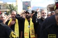 Hezbollah`s deputy in the Lebanese parliament `nawaf moussawi` During the funeral ceremony Royalty Free Stock Photo