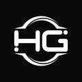 HG Logo monogram with circle rounded slice shape design template Royalty Free Stock Photo