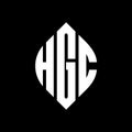HGC circle letter logo design with circle and ellipse shape. HGC ellipse letters with typographic style. The three initials form a