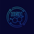 HGH icon, human growth hormone, linear design