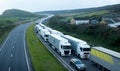 HGV Lorries queue on the M20 motorway outside Dover, the U.K.s largest port. Royalty Free Stock Photo