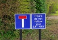 Hgv sat nav sign notice Royalty Free Stock Photo