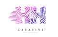 HH H H Zebra Lines Letter Logo Design with Magenta Colors Royalty Free Stock Photo