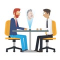 Briefing. Business negotiations on remote communication, vector illustration Royalty Free Stock Photo