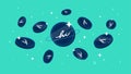 Hi Dollar HI coins falling from the sky. HI cryptocurrency concept banner background Royalty Free Stock Photo