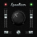 Hi-End UI Analog Volume Equalizer Level Mixer, Volume Plastic Knob Chrome On Leather Background. Royalty Free Stock Photo