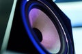 Hi-Fi audio system speaker membrane, carbon suspension. Nice metalized carbon surface. Elite music, hi-end quality. Royalty Free Stock Photo