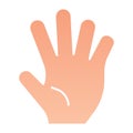 Hi five flat icon. Five fingers gesture vector illustration isolated on white. Hand gesture gradient style design