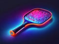 Pickleball paddle illustration image idea with neon effect.