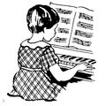 Vintage Clipart 46 Girl at the Piano