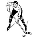 Vintage Clipart 88 Hockey Player